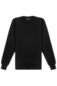 Black Italian Wool Crew Neck Knitwear