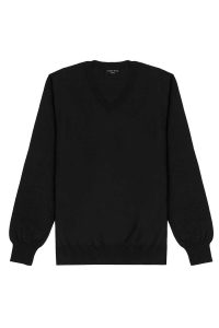 Black Italian Wool V Neck Knitwear